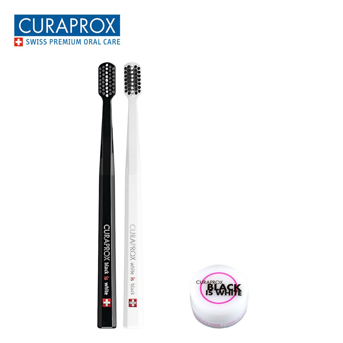 クラプロックス歯ブラシ ブラックisホワイト（黒×白）2本セット+粉  